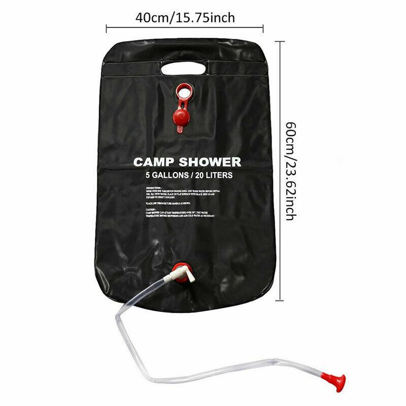 Solar Energy Water Shower Bag 20L Portable Foldable Heated Outdoor Camping RV Caravan Water Bag Travel Tools