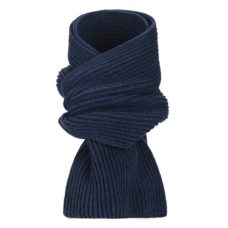Winter New Solid Color Warm Scarf Couple Men's and Women's High-end Knitted Wool Scarf Small Scarf