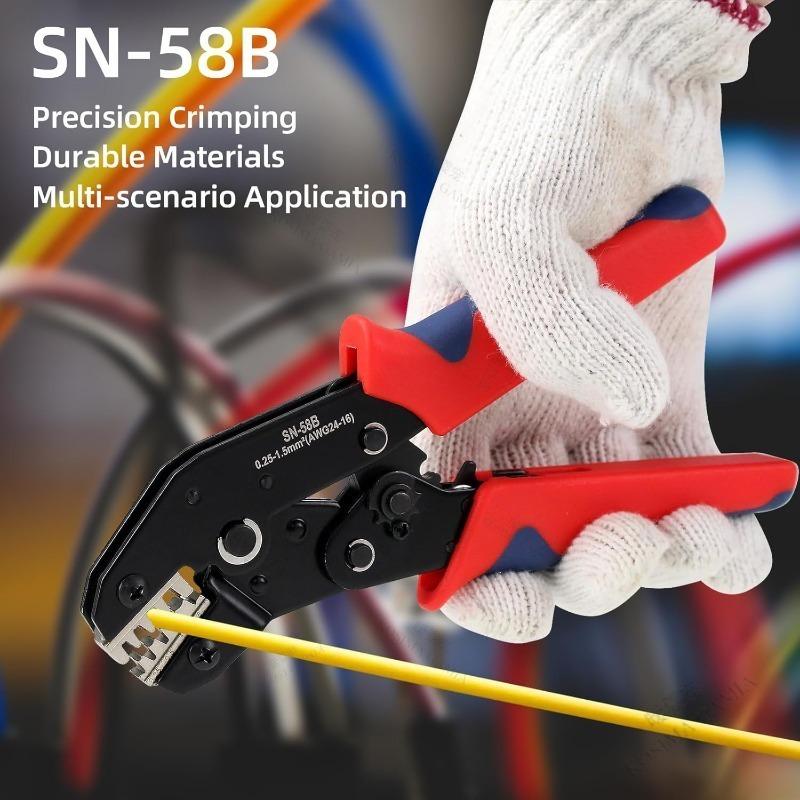 Ratchet Wire Crimping Tool Ratcheting Crimper for Open Barrel Terminal Connectors 24-16 AWG 8mm Thick Electrical Repairs