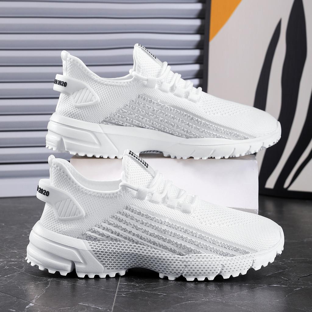 Knitted Mesh Running Shoes Breathable Men's Casual Sneakers Lightweight Outdoor Jogging Walking Trainers Anti-slip Sole