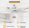 Large Ceiling Fan Remote Control, Silent E27 Socket Fan 30W with Dimmable LED Light Remote Controller White