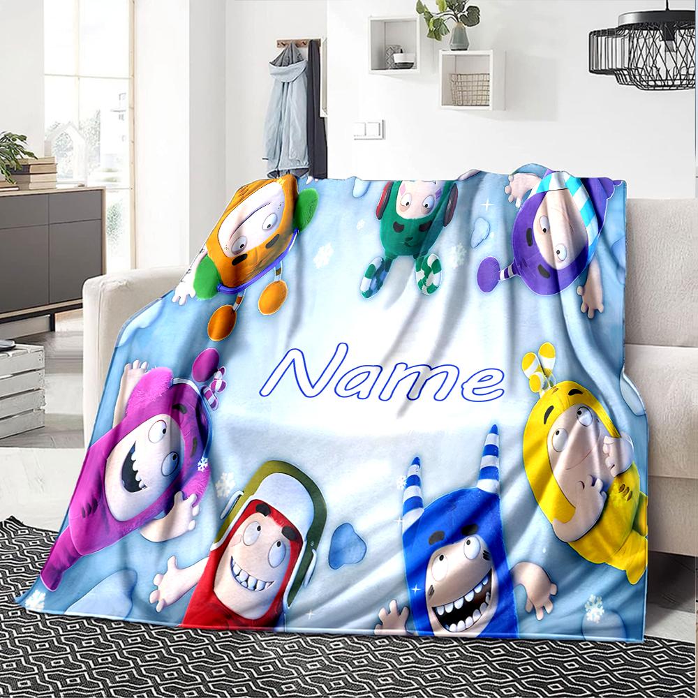 Coperta Personalizzata con Nome Personalità Oddbods Morbida e Calda per Divano Ufficio Letto Viaggio Pausa Pranzo, Regalo Adatto a Tutte le Stagioni