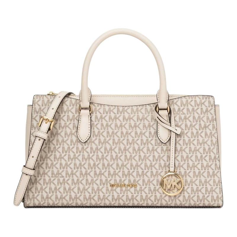 MICHAEL KORS ARDEN Brand Logo Classic Coated Canvas Handbag Medium Women s Cream коричневый