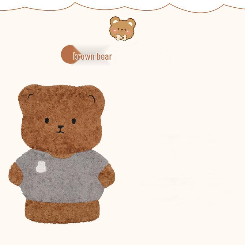 Winter Plush Car Seat Cushion - Cartoon Bear & Rabbit Design