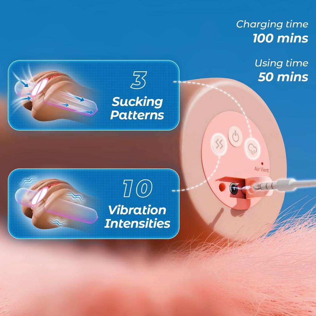 Männlicher Masturbator Realistische Vagina Pocket Pussy Masturbationsbecher mit 3 Saug- und 10 Vibrations-Sexspielzeugen für Erwachsene für Männer