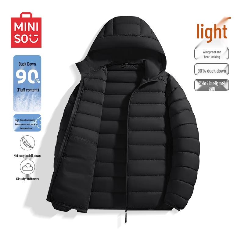 MINISO Men s Lightweight Duck Down Hooded Jacket XL