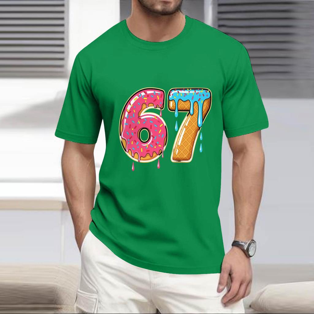 Men's Popular T-shirt Printed Round Neck Short Sleeve T-shirt