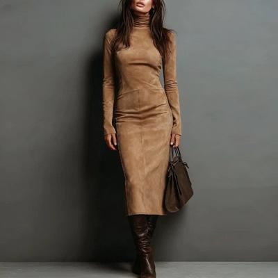Damenmode Herbst Winter Einfarbiger Druck Langarm O-Ausschnitt Freizeitkleider