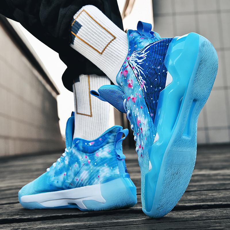 Fashion Men's Basketball Shoes Cushioned Sneakers Personalized Design Train Athletes High Quality Sports Shoes Night Light Sneakers 45
