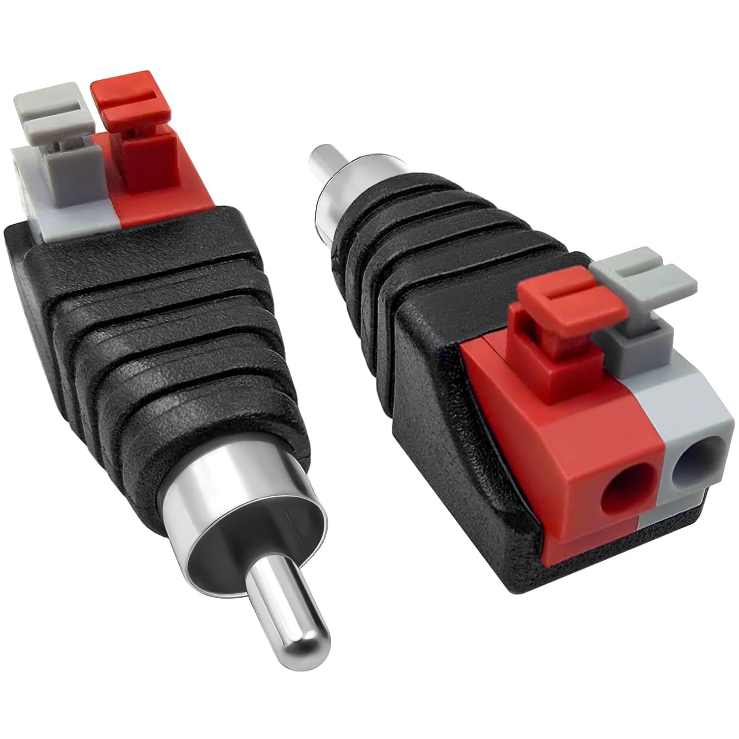 

Haokiang Speaker Phono RCA Male to 2 Screw Terminal Strip Audio Video Spring Press Type Balam Connector Adapter 2 Pack чёрный