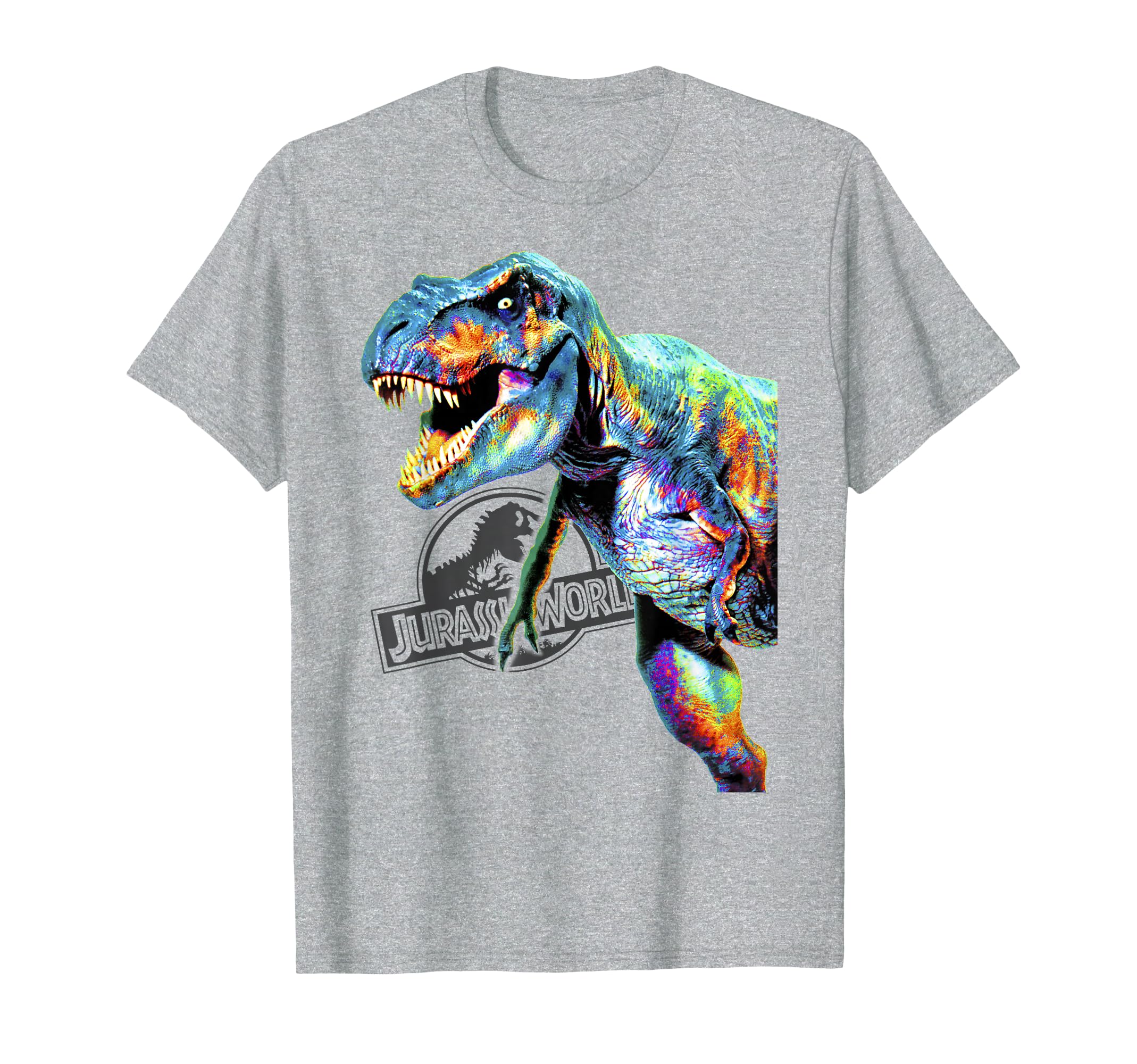 Футболка с ярким неоновым портретом Тираннозавра Рекса из Мира Юрского Периода