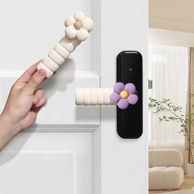Door Handle Cover Anti-Slip Anti-Static Anti-Collision Decorative Protector For Bedroom Door With Soft Floral Pattern Home Use