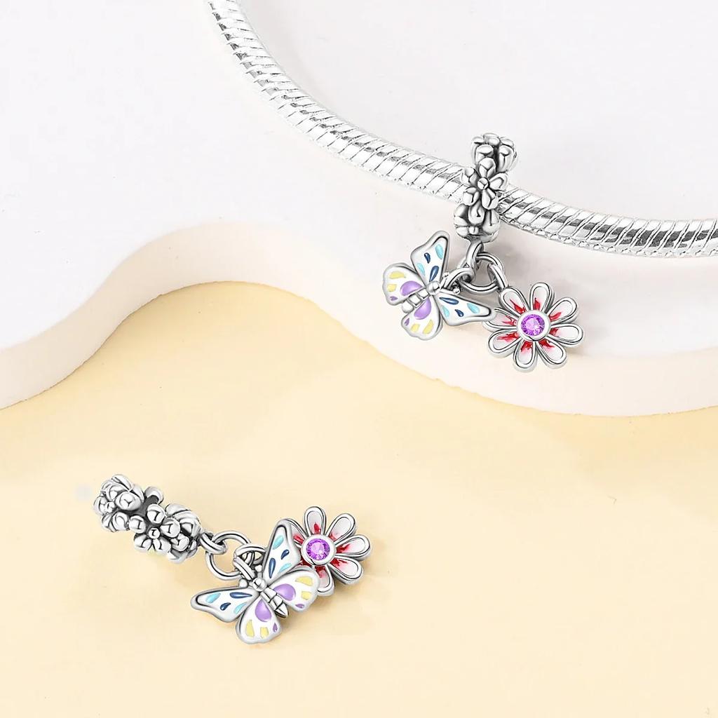 Animal Firefly Green Spring Bird Butterfly Beads Fit Bracelet Charms Copper Original Jewelry Making Women Anniversary Gift