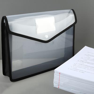 Bolsa de Documentos de Plástico com Botão de Pressão, Pasta A4 Transparente, Bolsa de Armazenamento de Bolso, Material de Escritório, Capacidade Grande, Impermeável, para Arquivos
