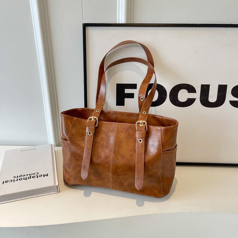 Trendy Pu Leather Tote Bag For Women Stylish Large Capacity Shoulder Bag With Zipper Closure