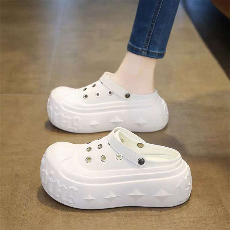 Thick-soled big-headed small casual board shoes 2025 summer ugly cute Korean version canvas shoes heightening bag head cool slippers