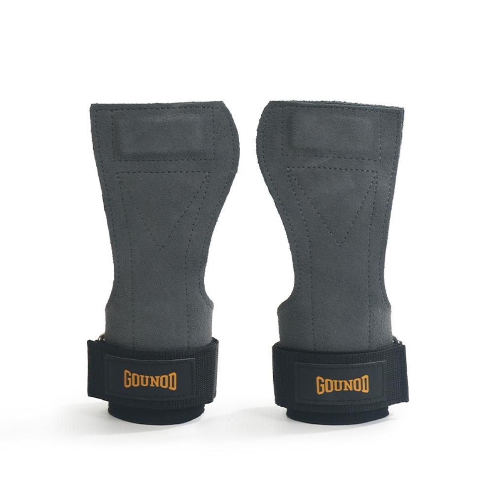 1 Pair Cowhide Deadlift Power Straps Heavy Duty Fitness Gloves Wrist Pad  Power Lifting серый