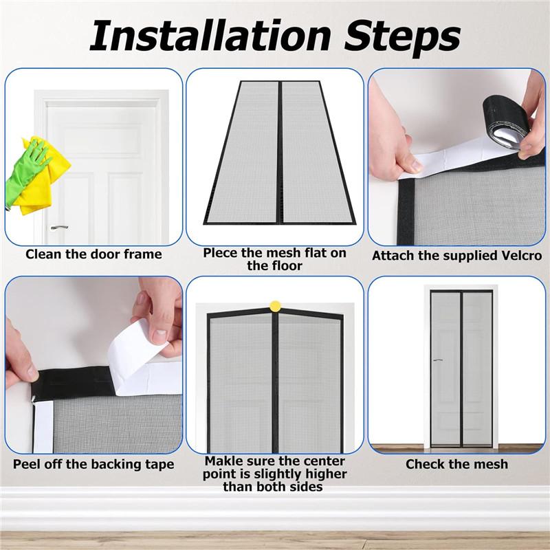 2026 Upgraded Magnetic Screen Door Mesh - Heavy Duty Magic Door Screen Closure with Magnets for Sliding, Patio, French Kid and Pet Friendly