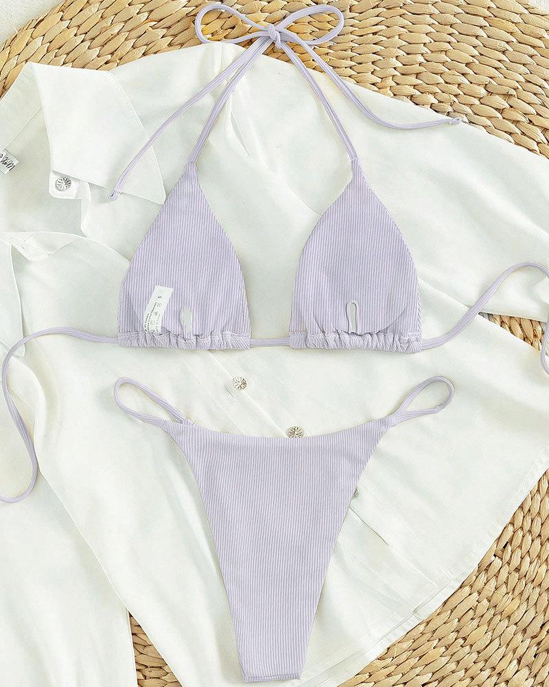 2025 Summer Women's Sexy Multicolor Halter Lace-Up Bikini Swimsuit