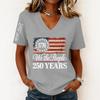 Women’s Fashion Casual Short Sleeve V Neck Pullover Top with 1776 and We the People 250 Years Graphic Print for Everyday Wear