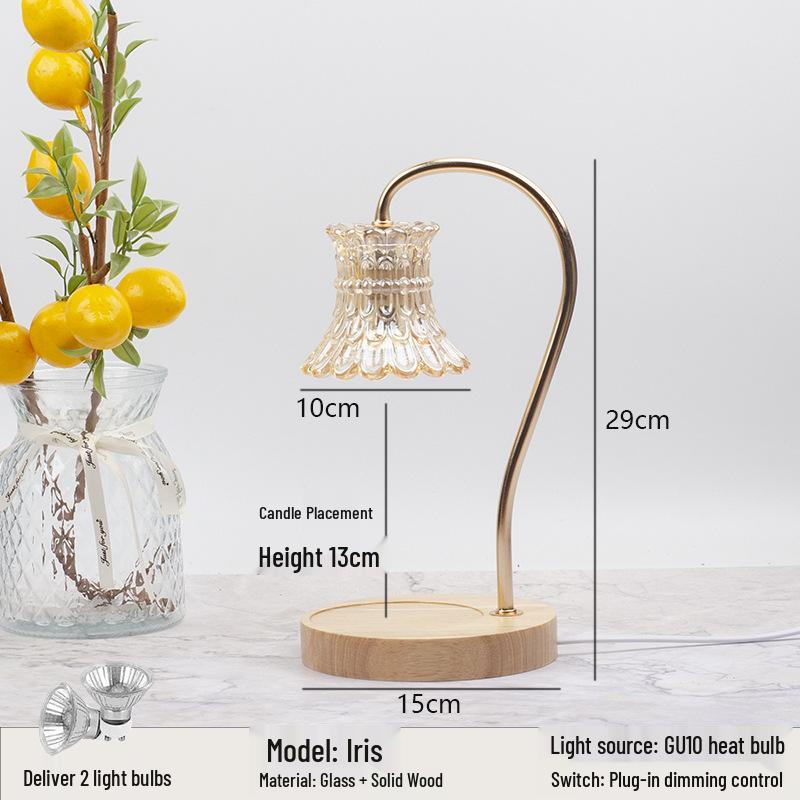 Luxury Glass Aroma Wax Melt Lamp - Fragrance Candle Light for Bedroom, Bedside Table, or Desk. Ideal Decorative Gift.