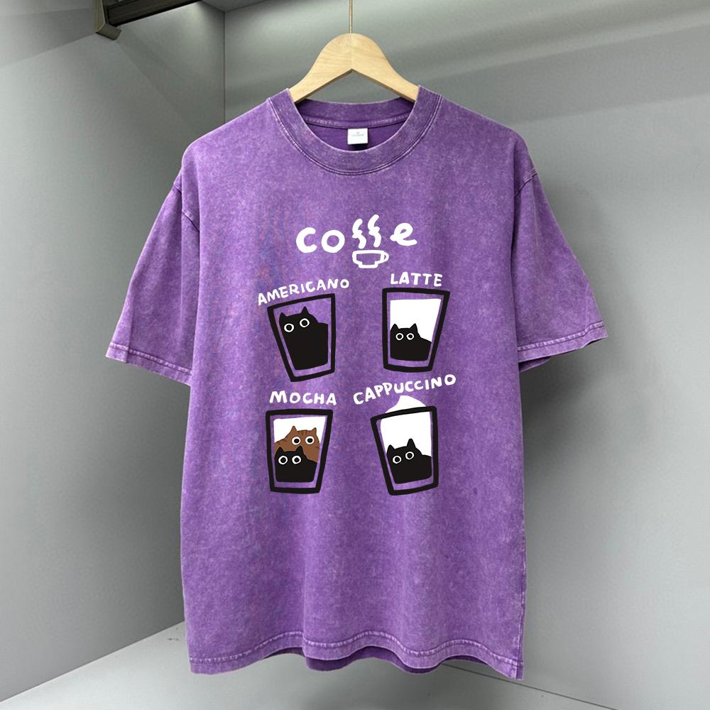 Vier verschiedene Kaffeesorten Herren T-Shirt Mode Lässige T-Shirts Street Oversize T-Shirt Locker Atmungsaktives T-Shirt Kleidung