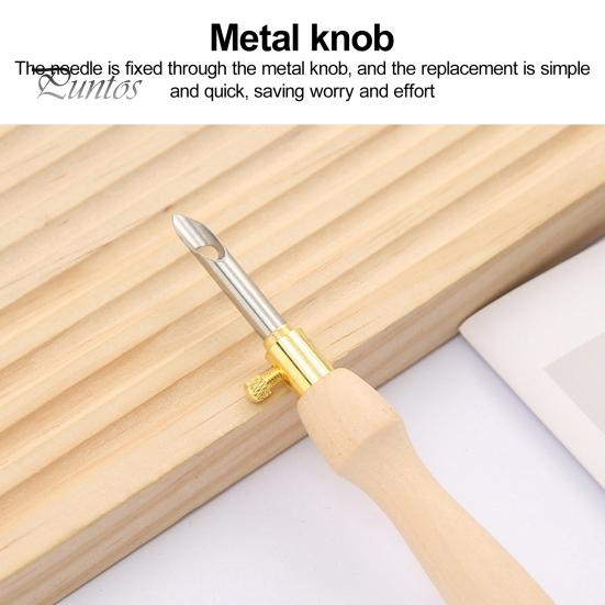 Embroidery Needle Wooden Handle Embroidery Punch Needle Pen Weaving Tool for DIY Craft Stitching Applique