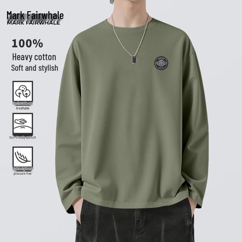 Mark Fairwhale Men's Heavy Cotton Loose Fit Long Sleeve T-Shirt