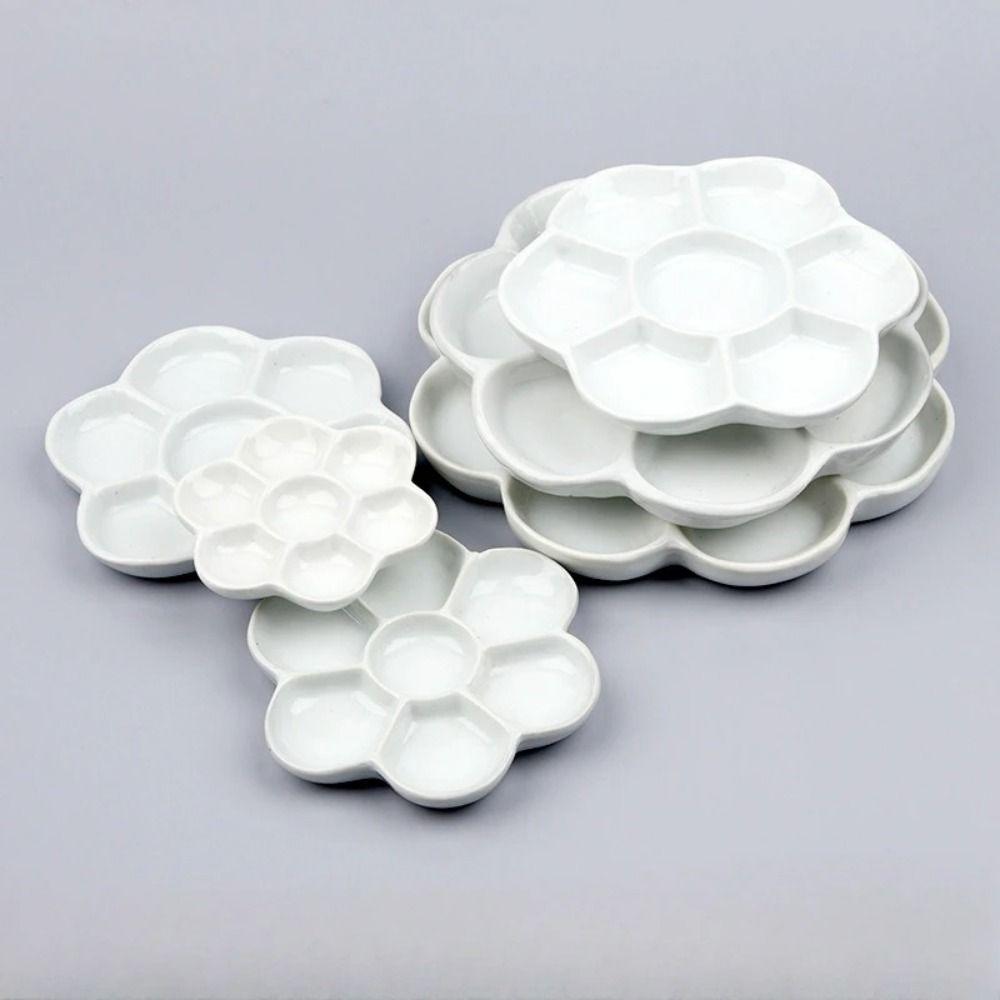 Porcelánová paleta 6/7 mřížek Keramická paleta na barvy Švestkový květ Paleta na barvy Podnos pro umělce