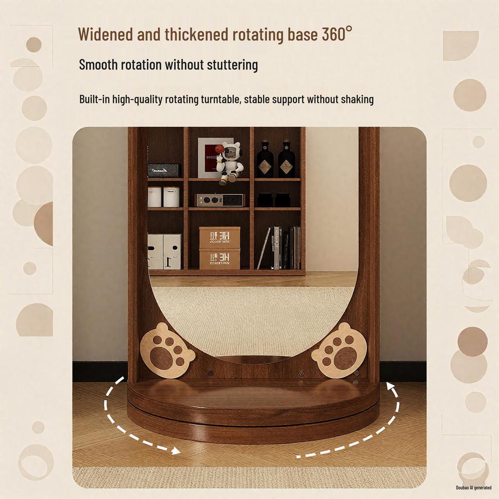 Rotating Pegboard Full-Length Mirror and Clothes Rack - Movable, Retro Floor Standing Dressing Room Mirror