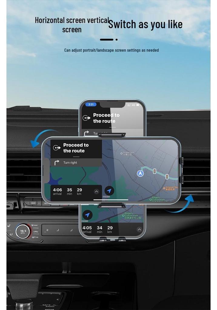 Kabelloses Dual-Coil-Autoladegerät & Navigations-Handyhalterung