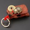 Lucky Cat Five Emperors Money Keychain Feng Shui Coins Solid Lucky Car Key Rings