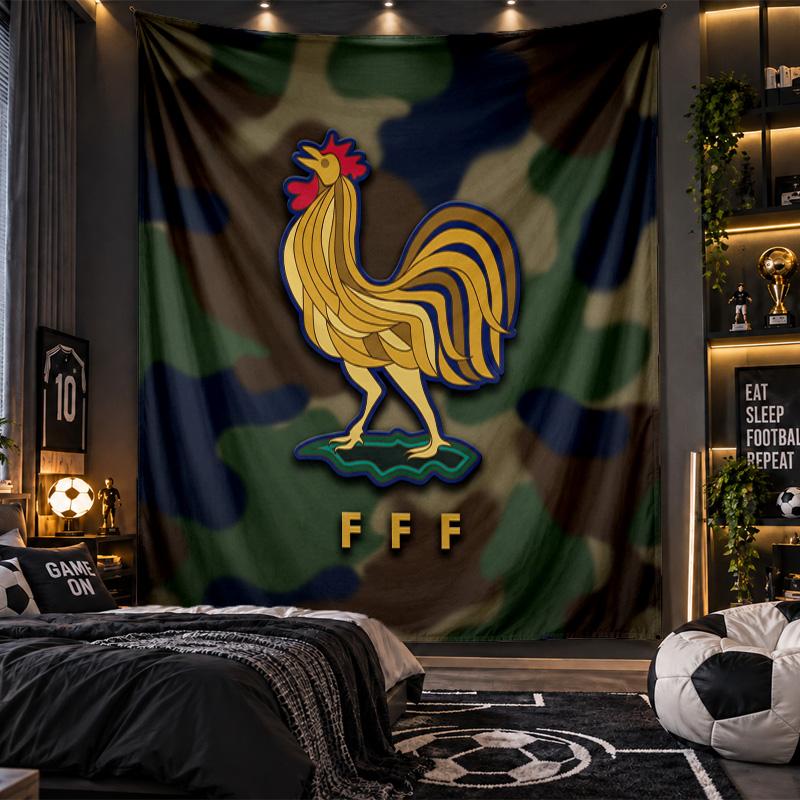 Wall Hanging Tapestry France Football Print Cloth for Living Room Bedroom Home Decor