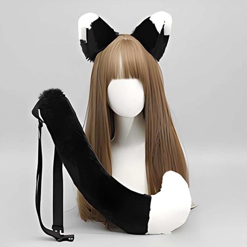

[Ahegao] fox Tail 2 piece set fox dance fox ear headband fox tail halloween cosplay disguise wolf animal Kemo ears costume unisex cultural festival