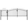 Garden Gate - vidaXL - Steel - 2 X 4 M - Black - Swing - Curved