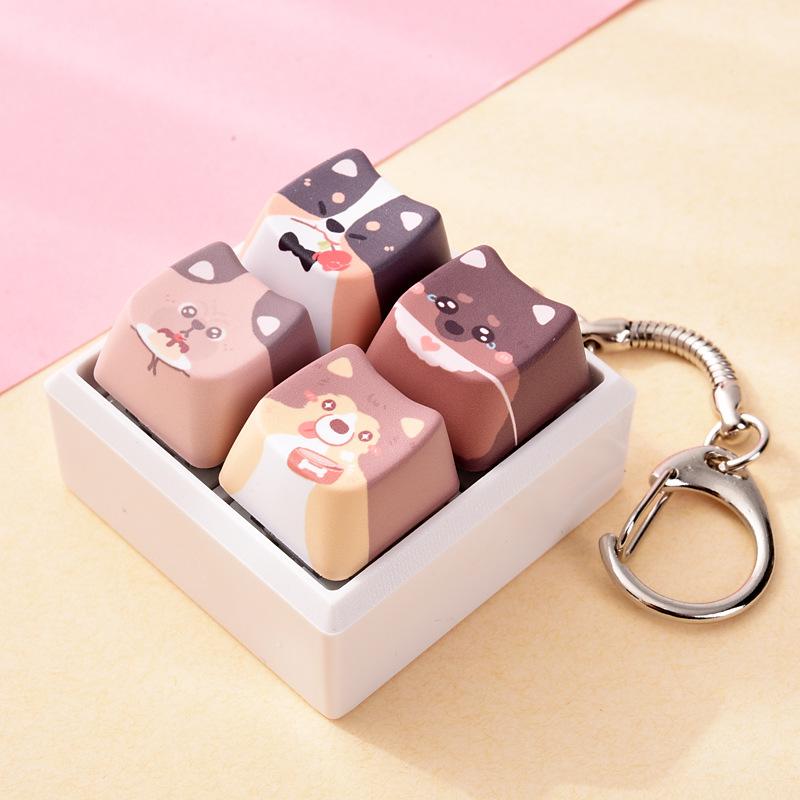Cute Dog Squeeze Keychain Creative Stress Relief Fidget Pendant Mini Sensory Toy for Handbags Kids Party Gifts