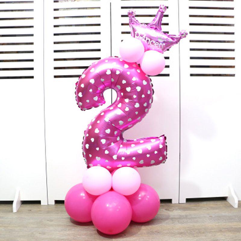 Elegant 32" Number Foil Balloon For Birthday Wedding And Party Decor Blue/pink
