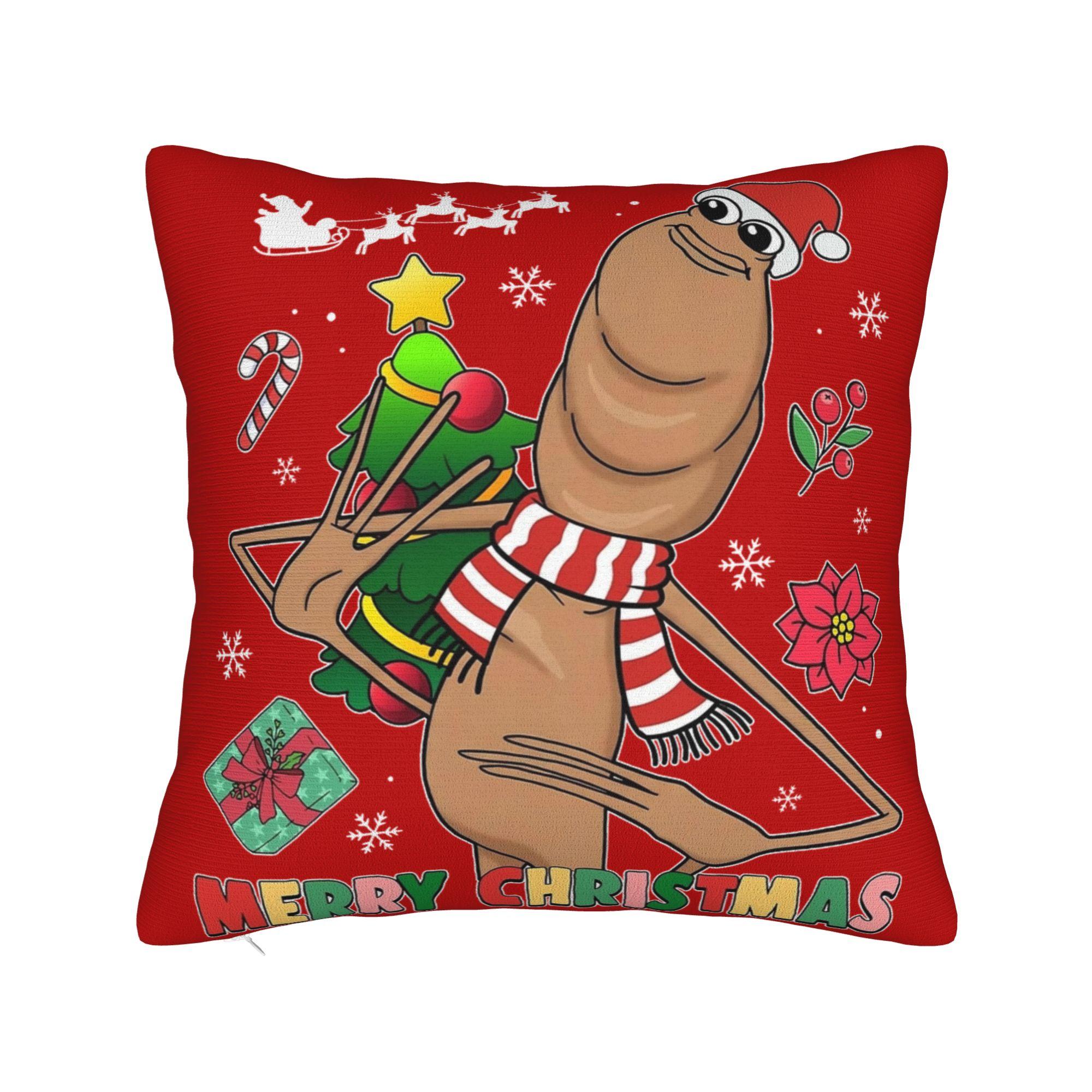 I dont Like This Rock Marcus The Worm Xmas Christmas Pillowcase Printing Fabric Cushion Cover Decor  Throw Pillow Case Cover 30x30cm 12x12in