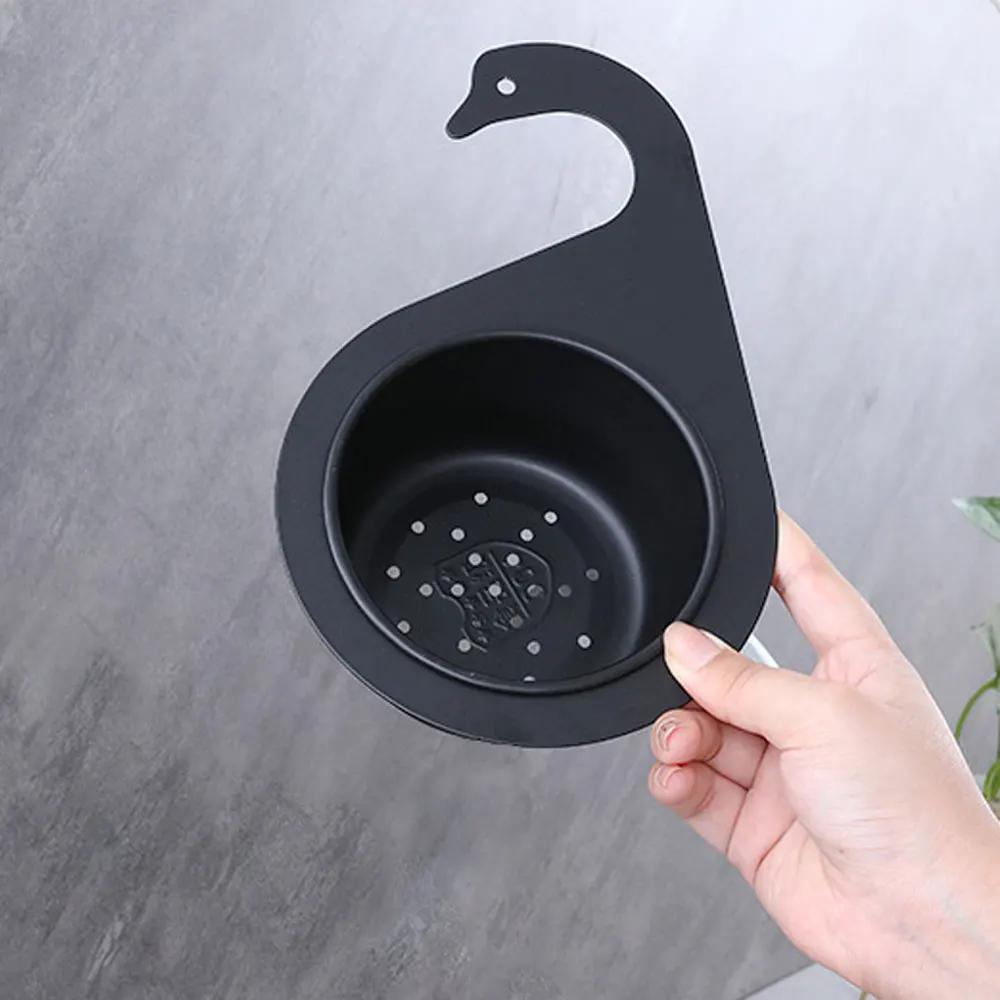 Edelstahl Eckspüle Schwarz Siebkorb Schwan Küchenspüle Lebensmittel Abtropfkorb Abtropfgestell Küche Dreieckiges Ablageregal