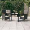 Vidaxl 3-Cz. Garden Furniture Set With Cushions, Black