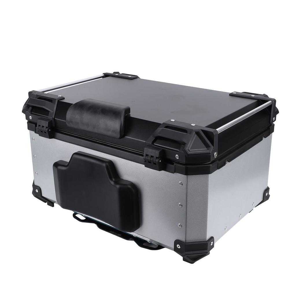 65L Motorcycle Top Case with Security Lock Water Resistant Aluminum Alloy Reflective Sticker Trunk