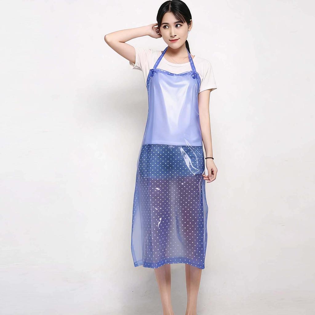 1Pcs Transparent Oilproof Apron Waterproof Sleeveless PVC Apron Kitchen Cooking Commercial Cleaning Restaurant Blue