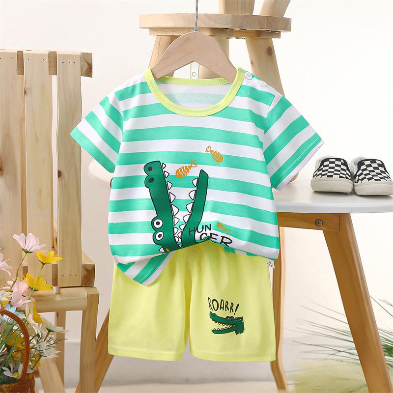 2026 Summer Kids O-Neck Short Sleeve Top Suits Baby Spring Cartoon Short Pant Two-pieces Set Suit for Girl Boy