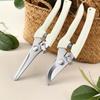 2Pcs Garden Shears - Straight & Bypass Pruning Scissors with White Handles, Non-Slip Grip & Durable Construction for Flowers, Plants, Bonsai, Fruits