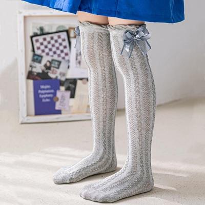 Girls Over Knee High Socks For Kids Children Bowknot Mesh Breathable Japanese Style Princess Mesh Thin Long Socks Summer