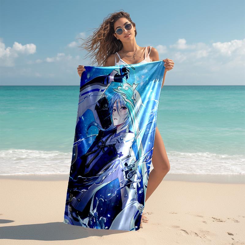 1pc Genshin Impact1 Beach Towel, Comfortable and Thick, and Swimming/Bath/Picnic/Camping Towel, Suitable for Seaside Beaches