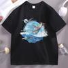 Fantasy Pterosaur T-shirt Women Men Summer Ocean Wave Graphic Loose O-neck Short Sleeve Prehistoric