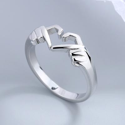 1Pc Retro Heart-shaped Open Ring, Fashionable Temperament, Simple Ring Hand, Better Than Heart-shaped Ring