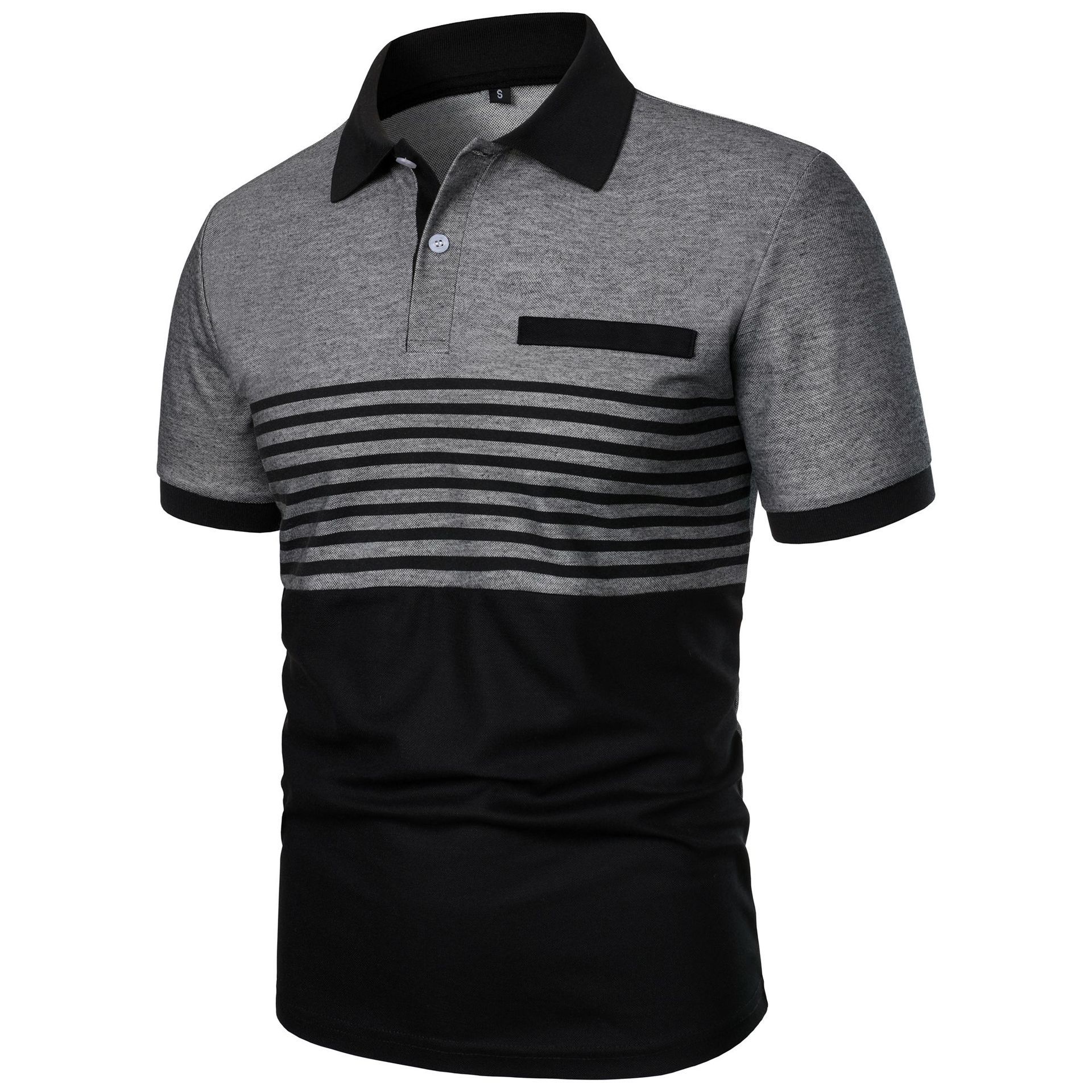 Летняя мужская рубашка поло с полосатым принтом — фото 12