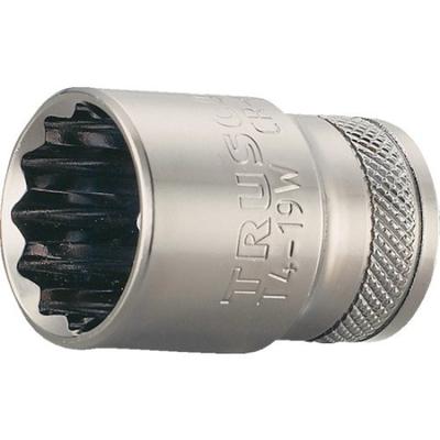 TRUSCO 24mm Across Socket, 12-point Type, 12.7mm Drive, Flats, T4-24W